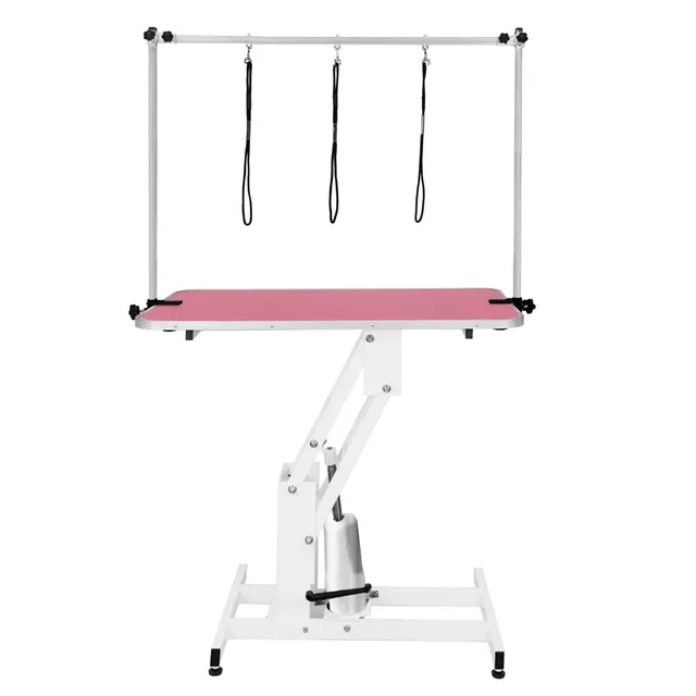 Q-Rax Tavolo Toelettatura Idraulico Bianco Piano Rosa