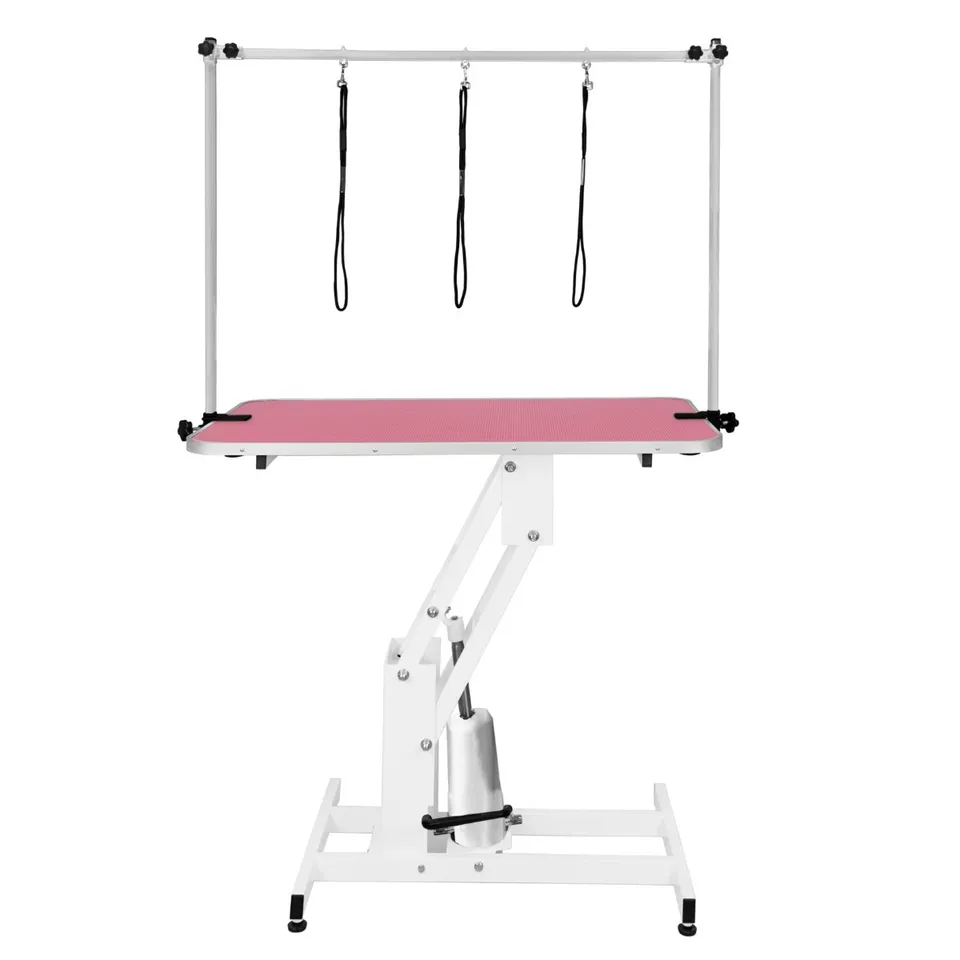 Q-Rax Tavolo Toelettatura Idraulico Bianco Piano Rosa