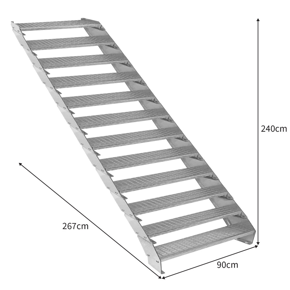 Q-Rax Scala Zincata 12 Elementi Gradini Acciaio 900 mm