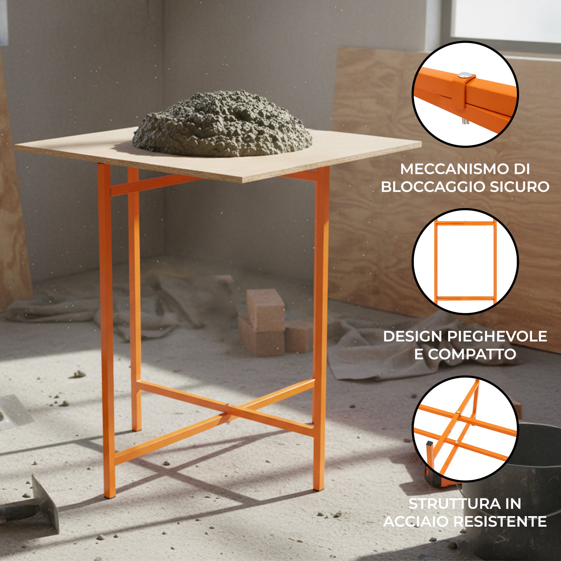 Q-Rax Cavalletti Porta Malta Acciaio Pieghevoli H75cm 5pz