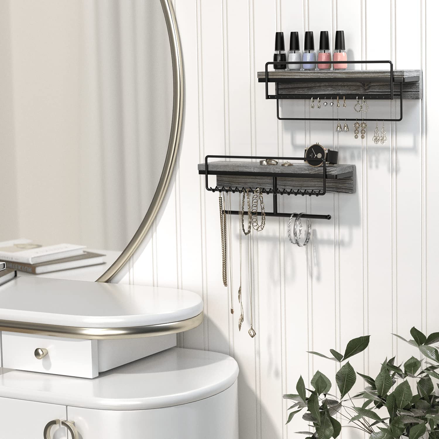 Jackcube Design Makeup Portagioie Parete Legno Set 2 Pezzi