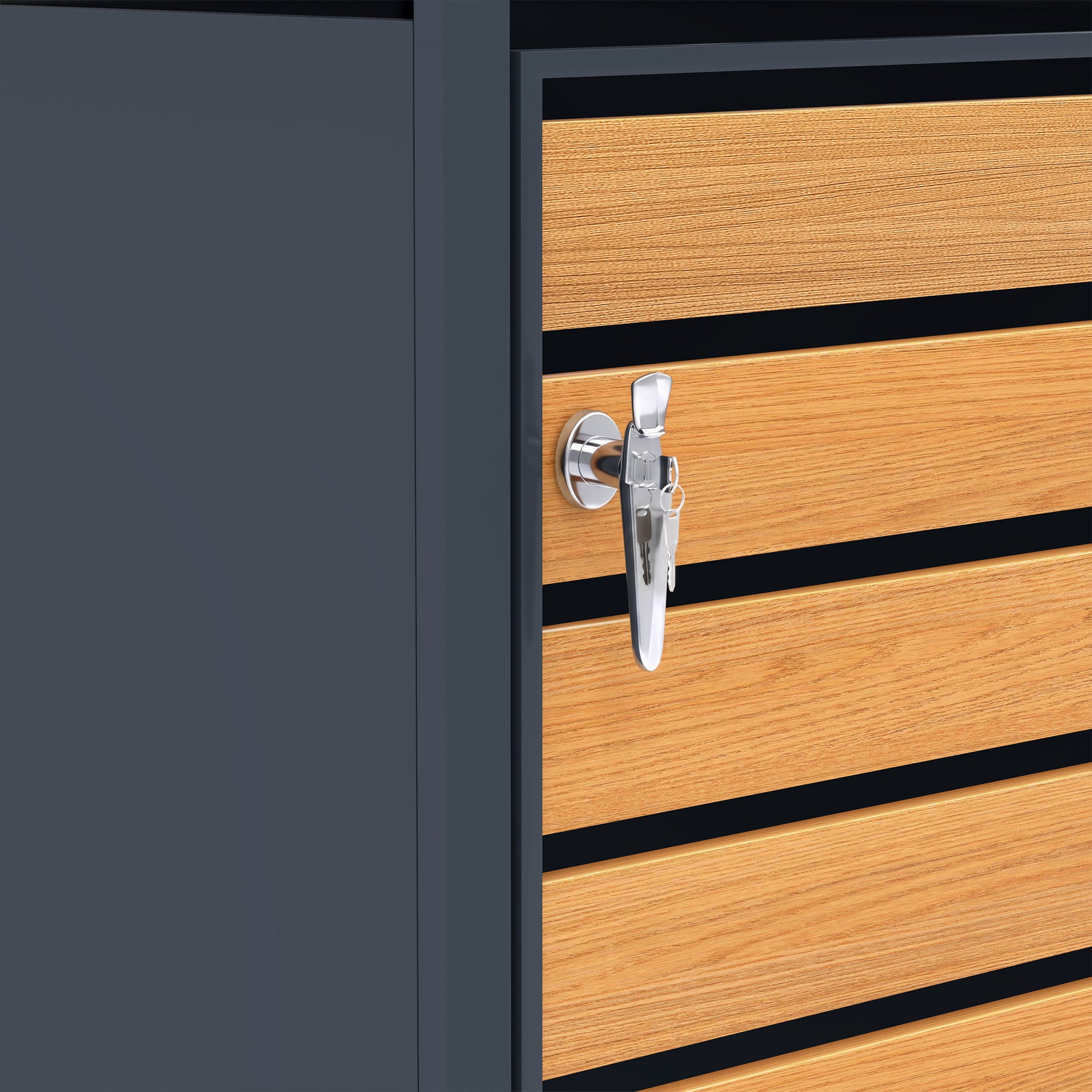 Q-Rax Copertura Bidoni 4x240L Metallo Antracite Legno