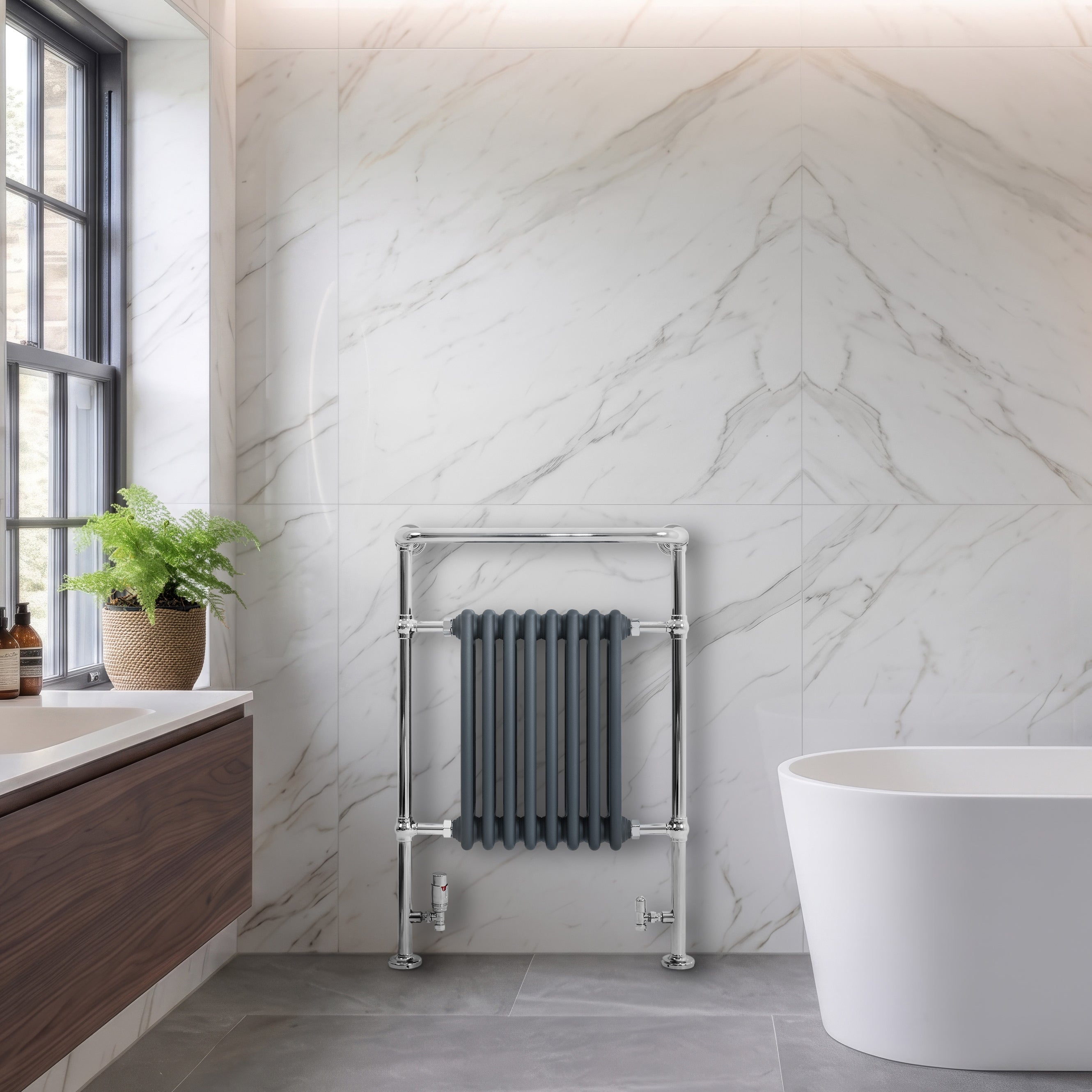 Q-Rax Scaldasalviette 950x660 Grigio Antracite Barra Cromata