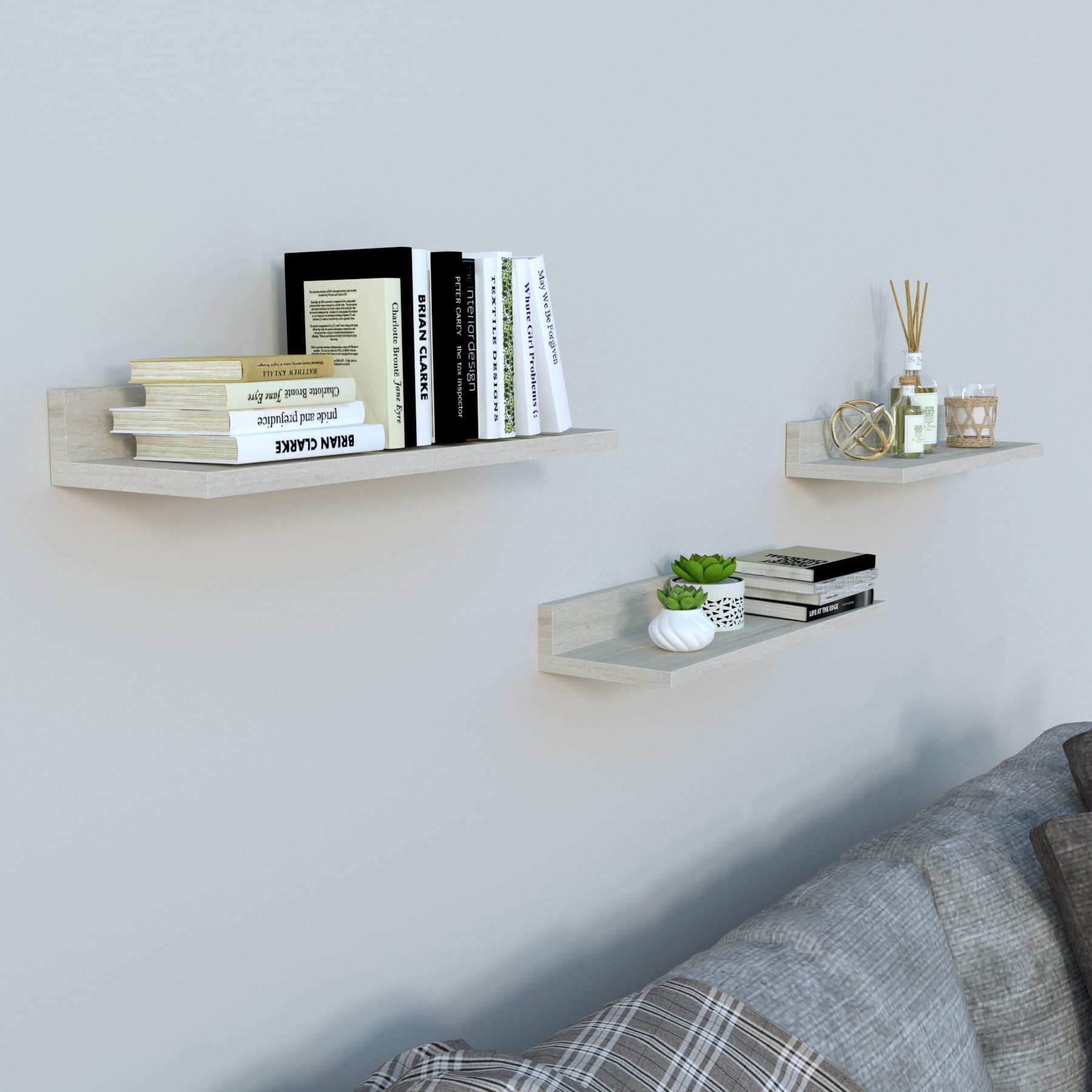Henor Mensole set 3 mensole legno 55 cm quercia stel