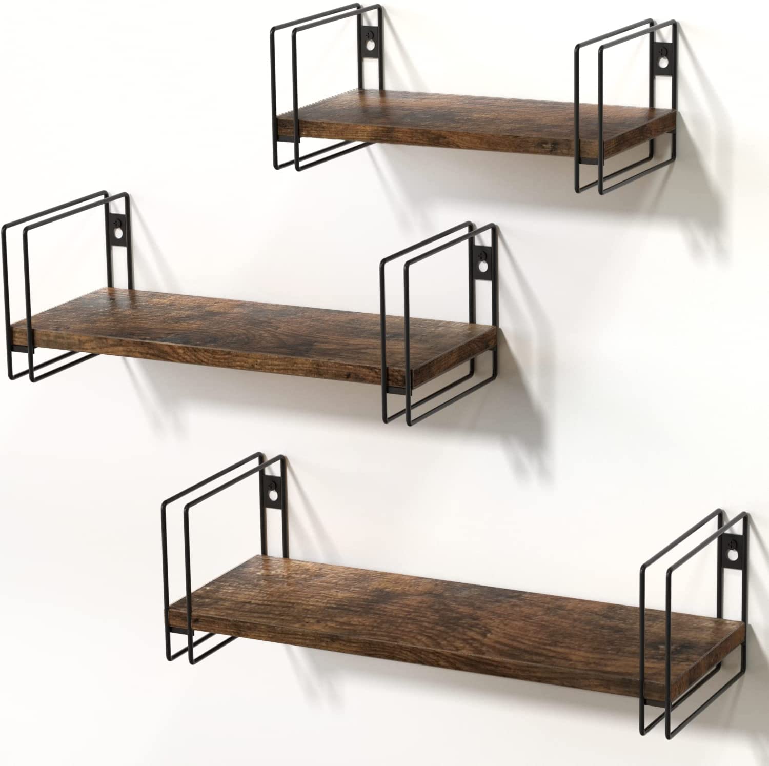 Jackcube Design Living Room Mensole Parete Legno Set 3 Pezzi Nere