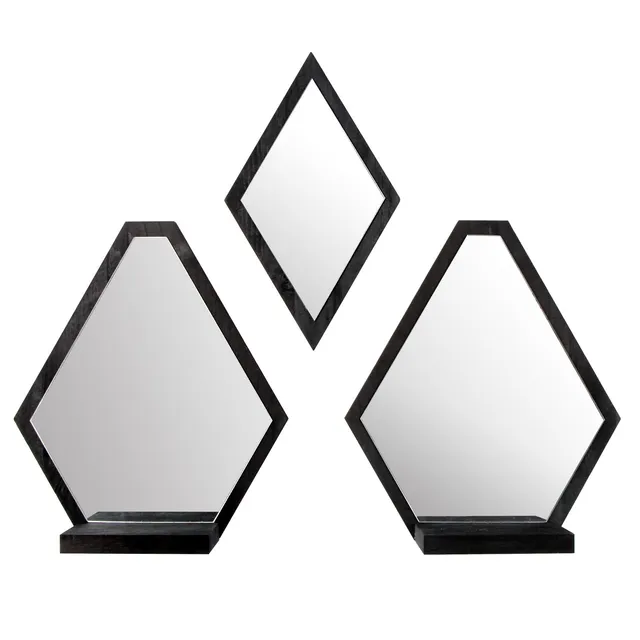 Jackcube Design Wall Décor Set 3 specchi da parete con mensola neri