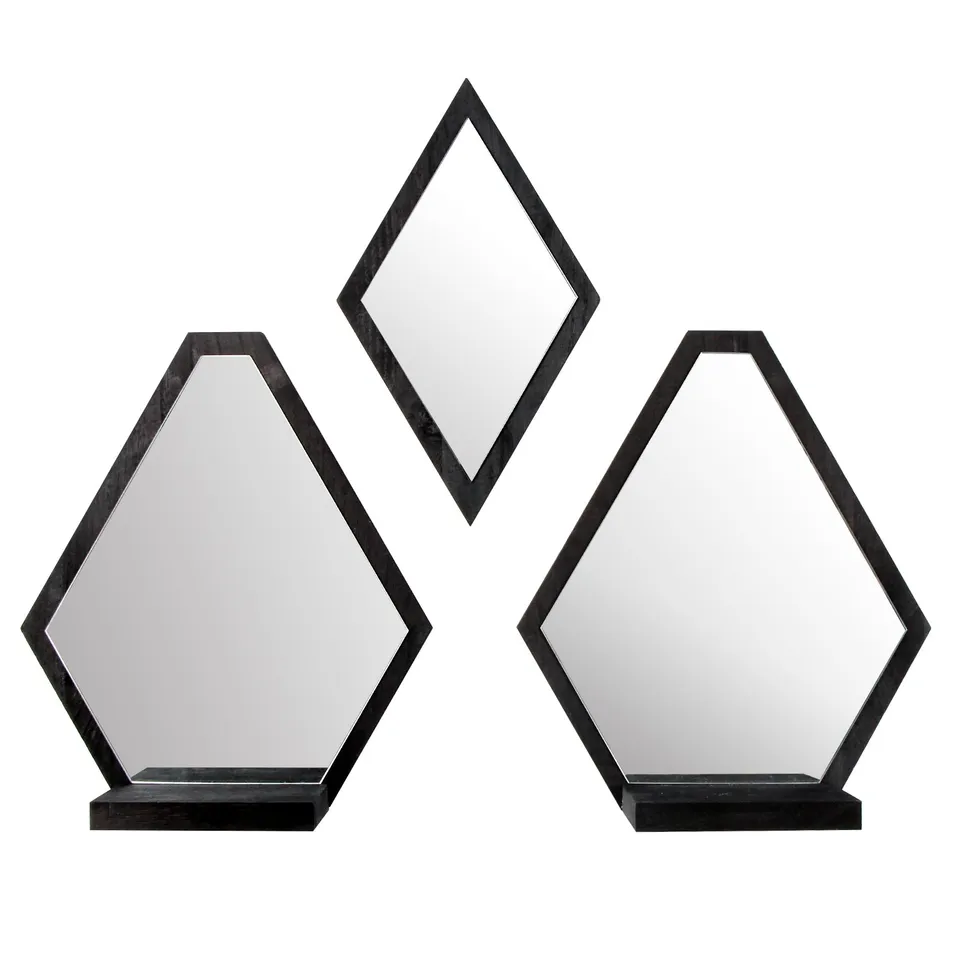 Jackcube Design Wall Décor Set 3 specchi da parete con mensola neri