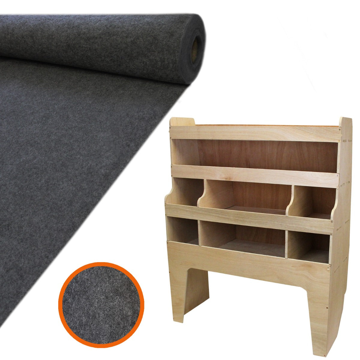 Q-Rax Scaffale Furgone VW Transporter + Moquette Grigia