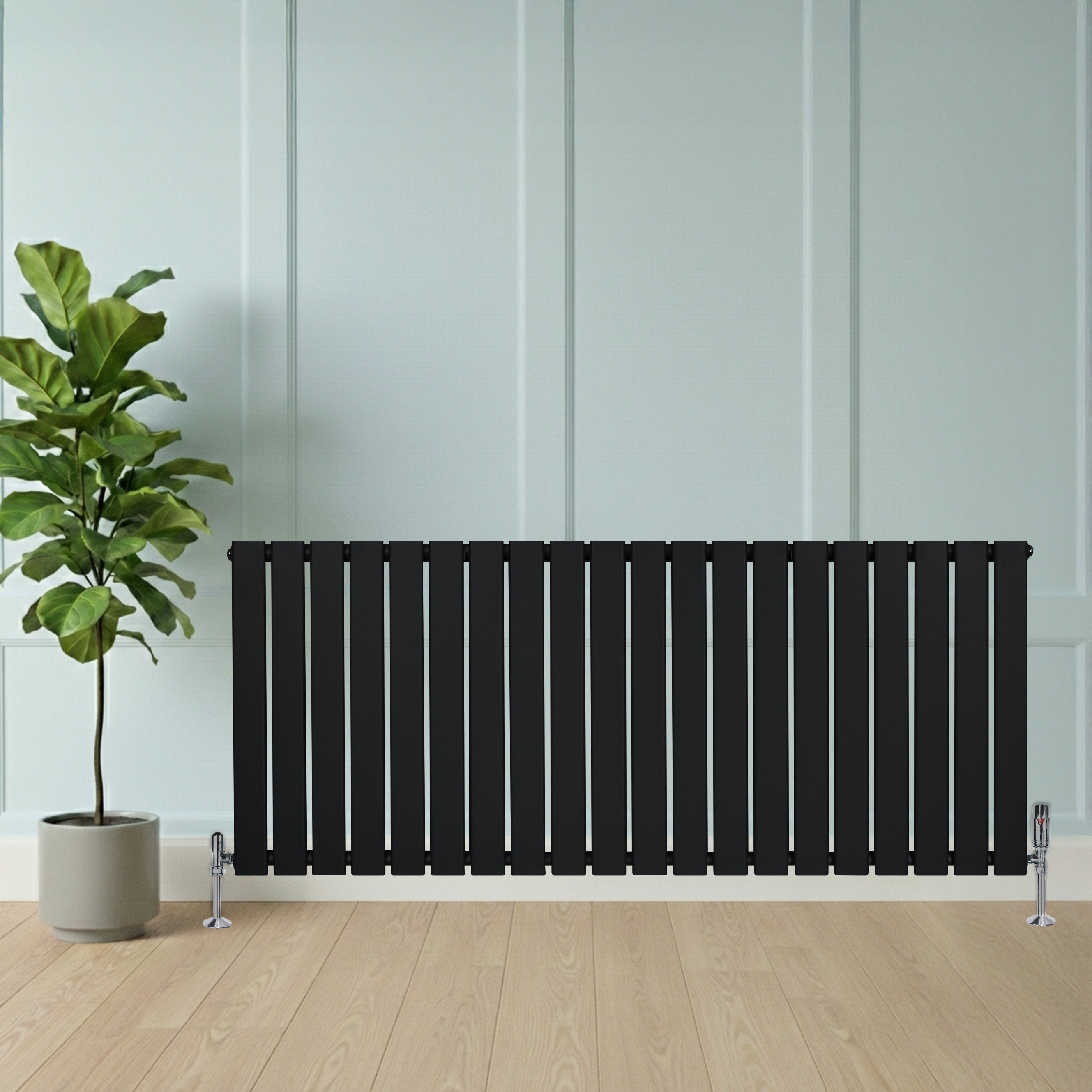 Q-Rax Radiatore Piatto Nero 600x1400 mm Monocolonna Valvole
