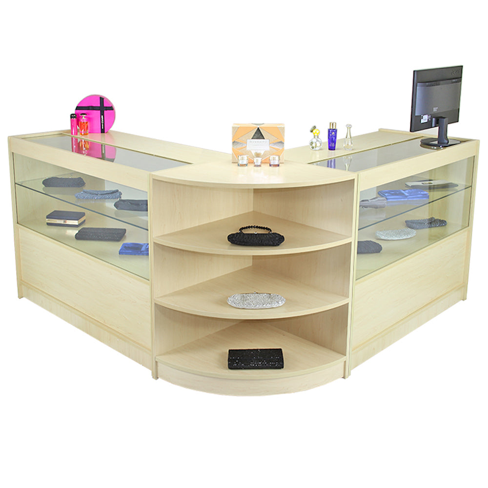 Q-Rax Orion Set 3 Banconi Negozio Acero con Vetro