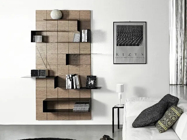 Officinanove Abaco libreria sospesa 100x100 acciaio legno