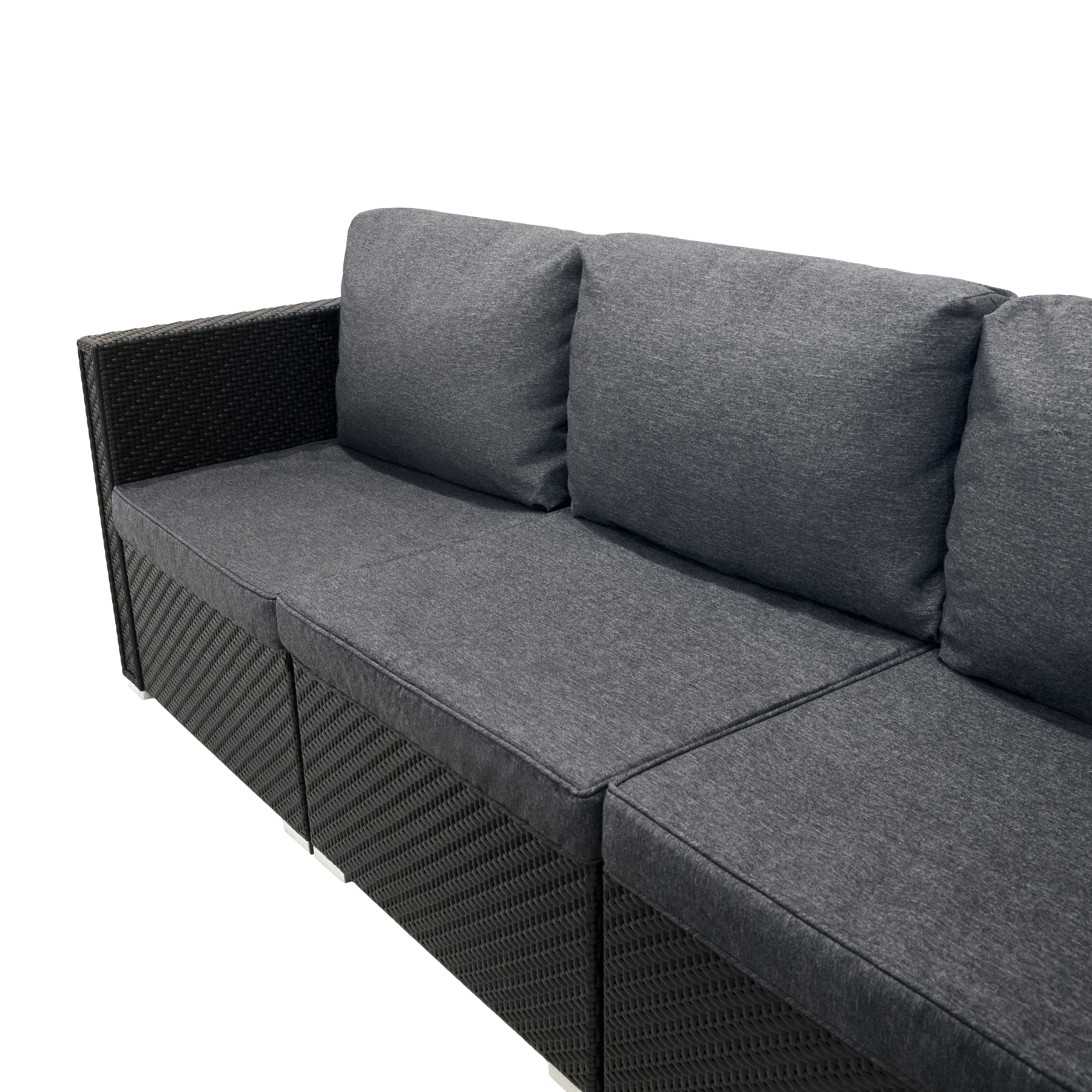 Q-Rax Set Mobili Giardino 7 Pezzi rattan nero con tavolino
