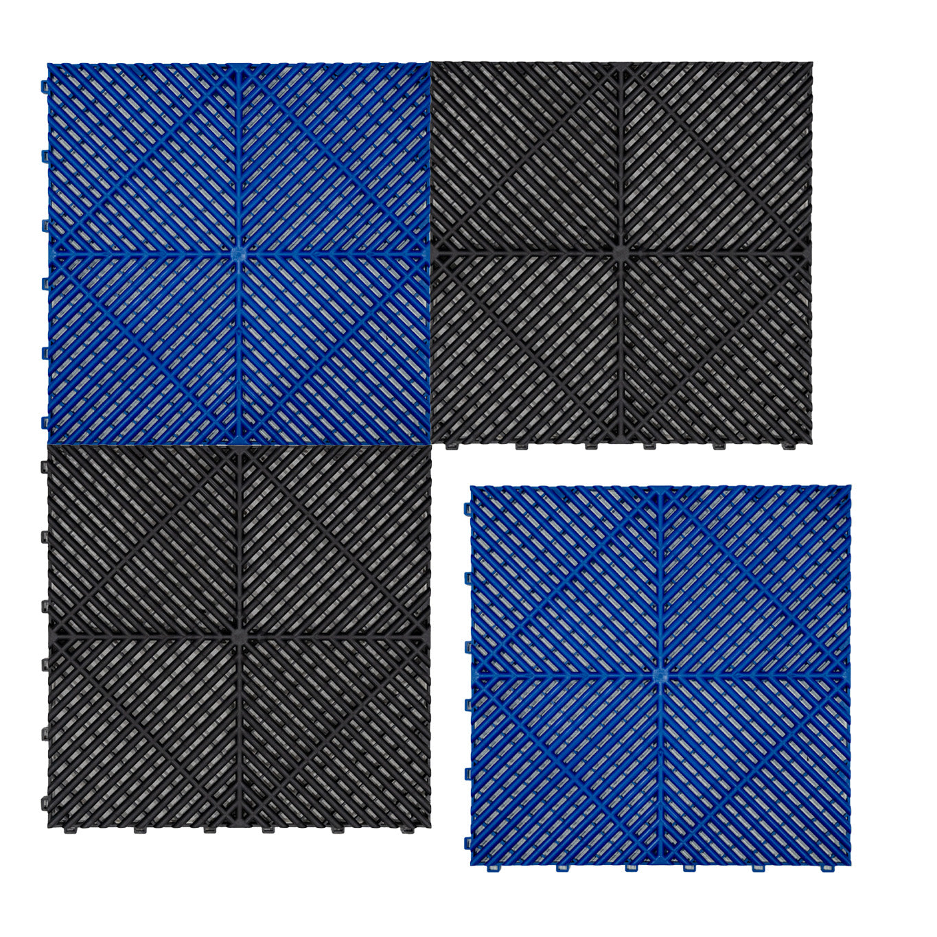 Q-Rax Piastrelle Ventilate 6x6m Pavimento Garage Nero-Blu Antiscivolo