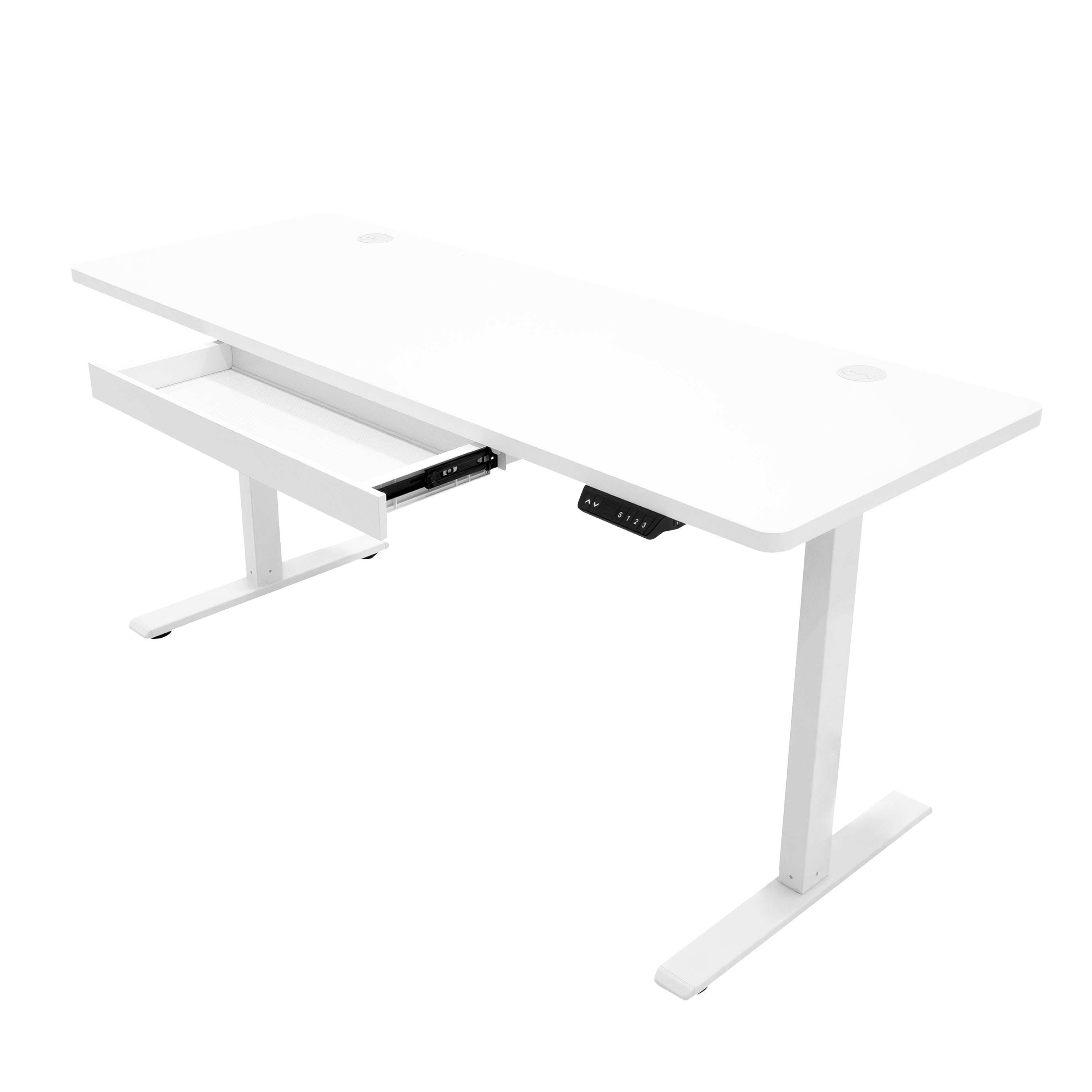 Q-Rax Scrivania Elettrica 160x60 Tavolo Bianco con Cassetto USB
