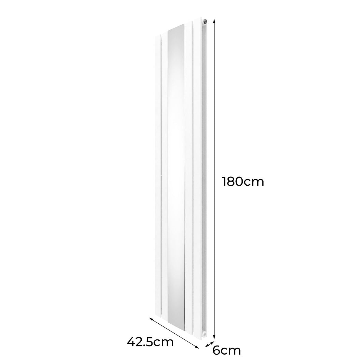 Q-Rax Radiatore Verticale Specchio Bianco 1800x425 Valvole
