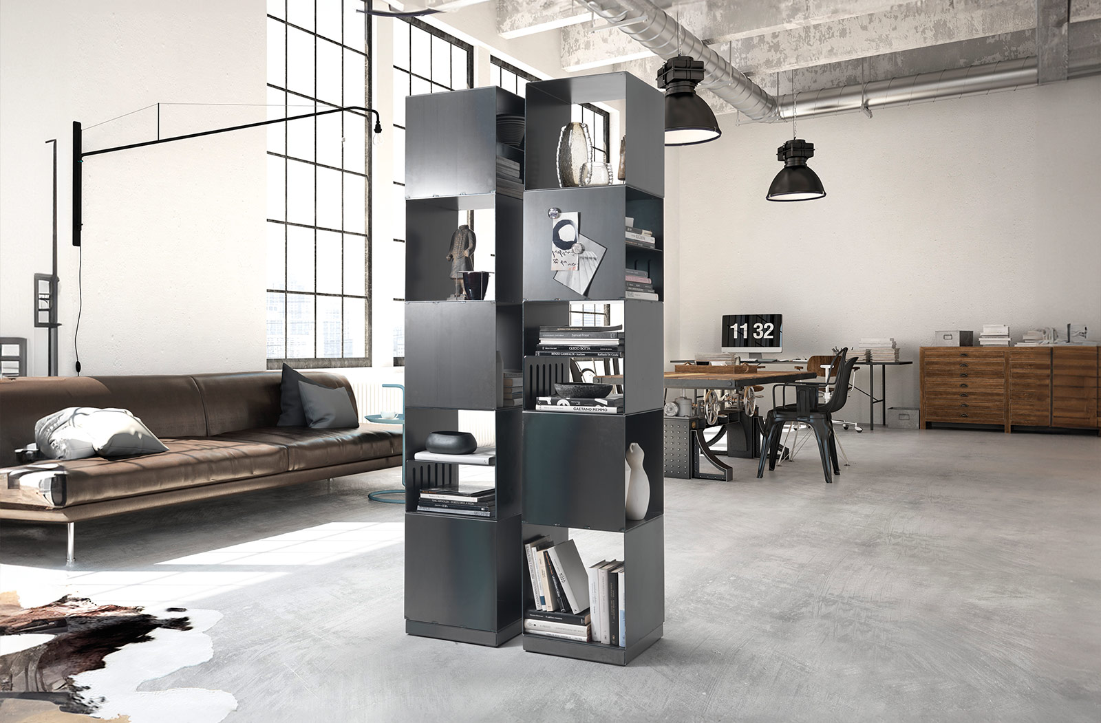 Siderio Serafino libreria colonna acciaio componibile