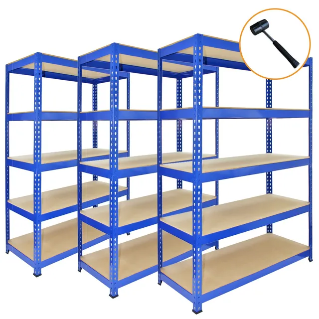 Q-Rax Scaffale Garage Blu 90x50 cm 200 kg 3 Pezzi Martello