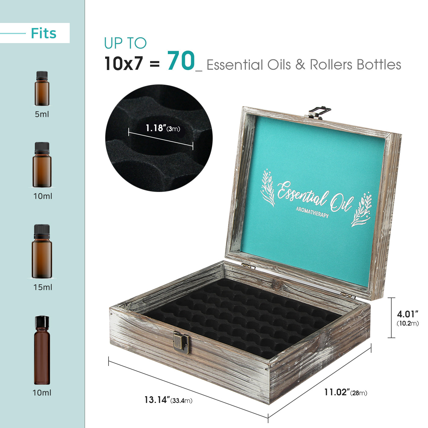 Jackcube Design Box Oli Essenziali Legno 70 Posti con Etichette