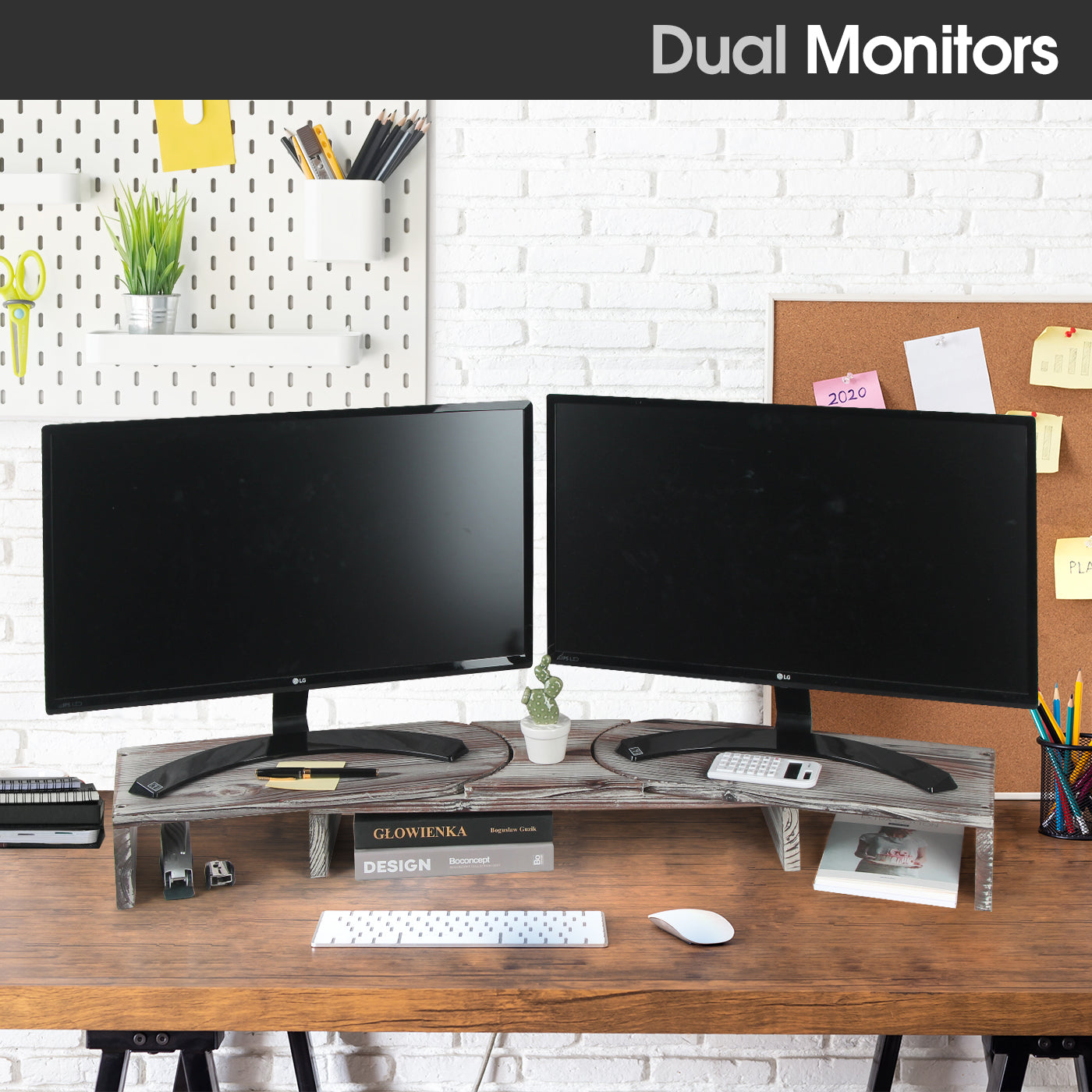 Jackcube Design Home Office Supporto Monitor Doppio Legno