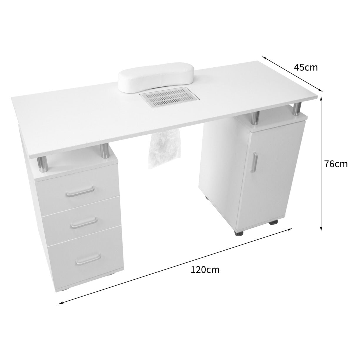 Q-Rax Tavolo Manicure Professionale bianco 120cm aspiratore