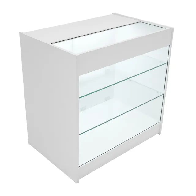 Q-Rax K900 Bancone Negozio LED Bianco Vetrina Vetro 3 Ripiani