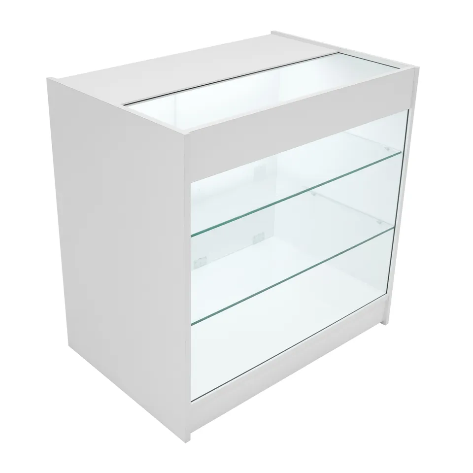 Q-Rax K900 Bancone Negozio LED Bianco Vetrina Vetro 3 Ripiani