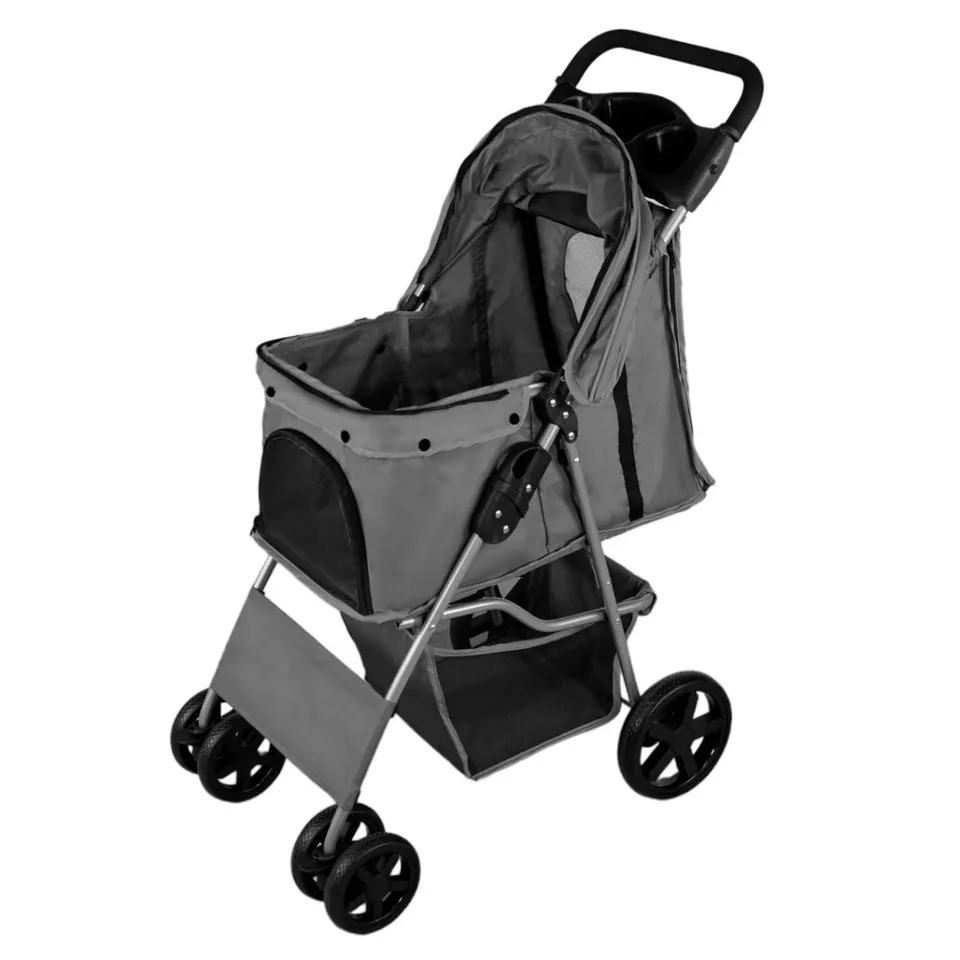 Q-Rax Passeggino Animali Parapioggia Grigio fino 15 kg