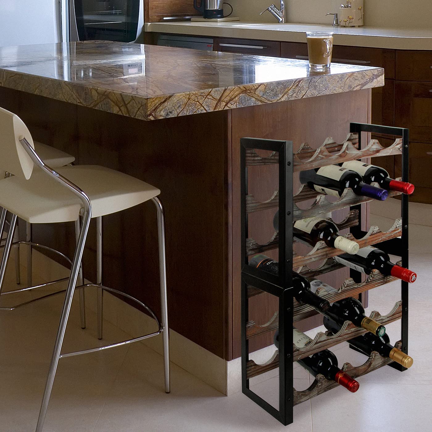 Jackcube Design Kitchen portavino 3 livelli 12 bottiglie legno
