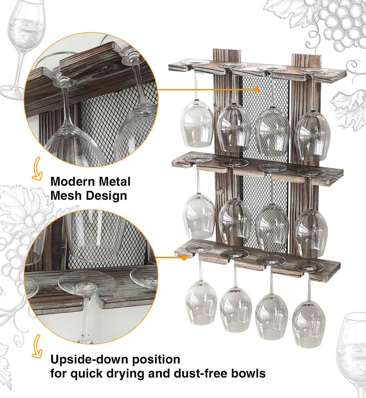 Jackcube Design Kitchen portabicchieri 3 livelli 12 calici