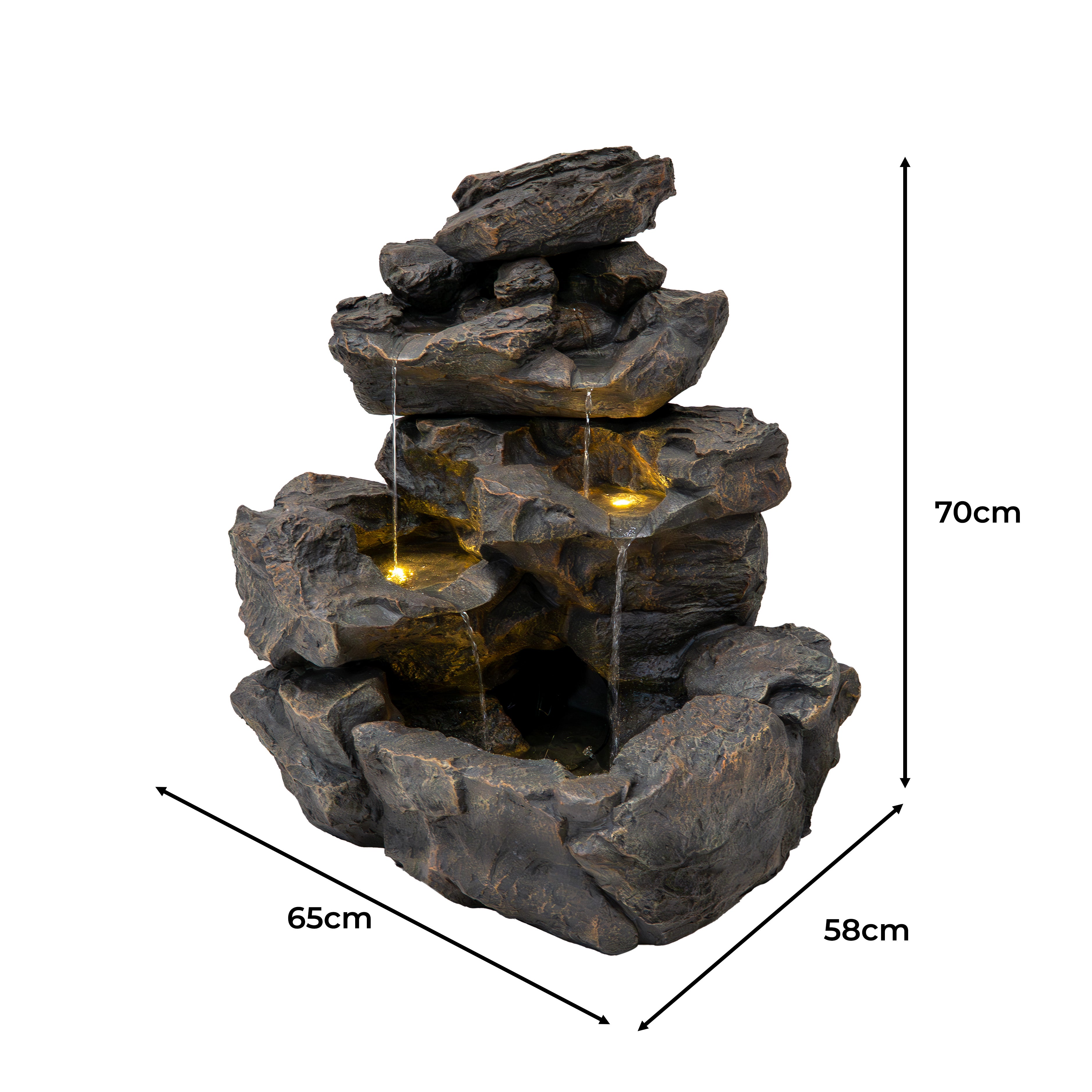 Q-Rax Rustic Rapids Fontana Elettrica Roccia LED Poliresina Esterno
