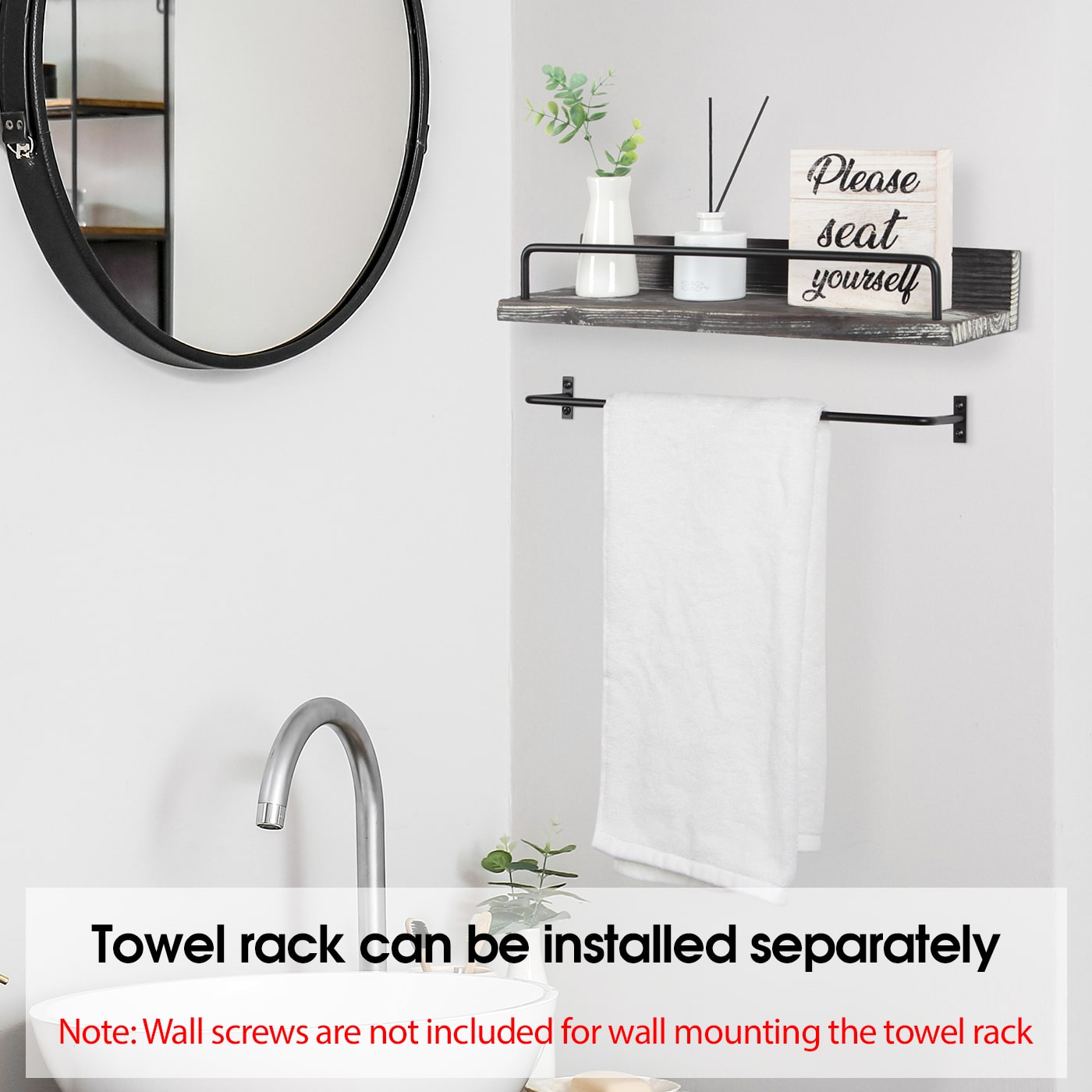 Jackcube Design Bathroom set 2 mensole bagno legno con barra