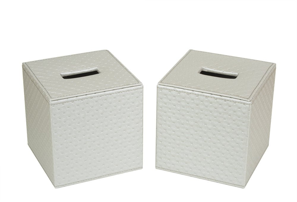 Jackcube Design Coprifazzoletti Quadrato Argento Set 2 Pezzi Pelle