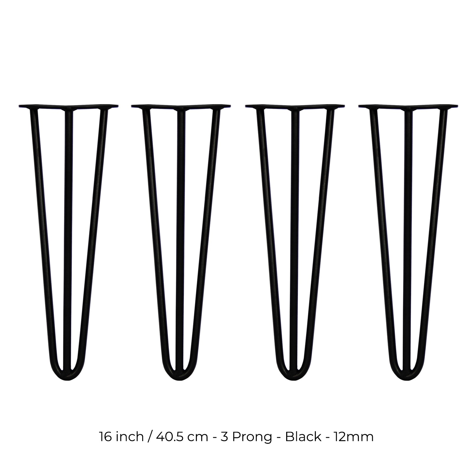 Q-Rax Gambe Tavolo Forcina 40,6 cm Nere 4 Pezzi 12 mm