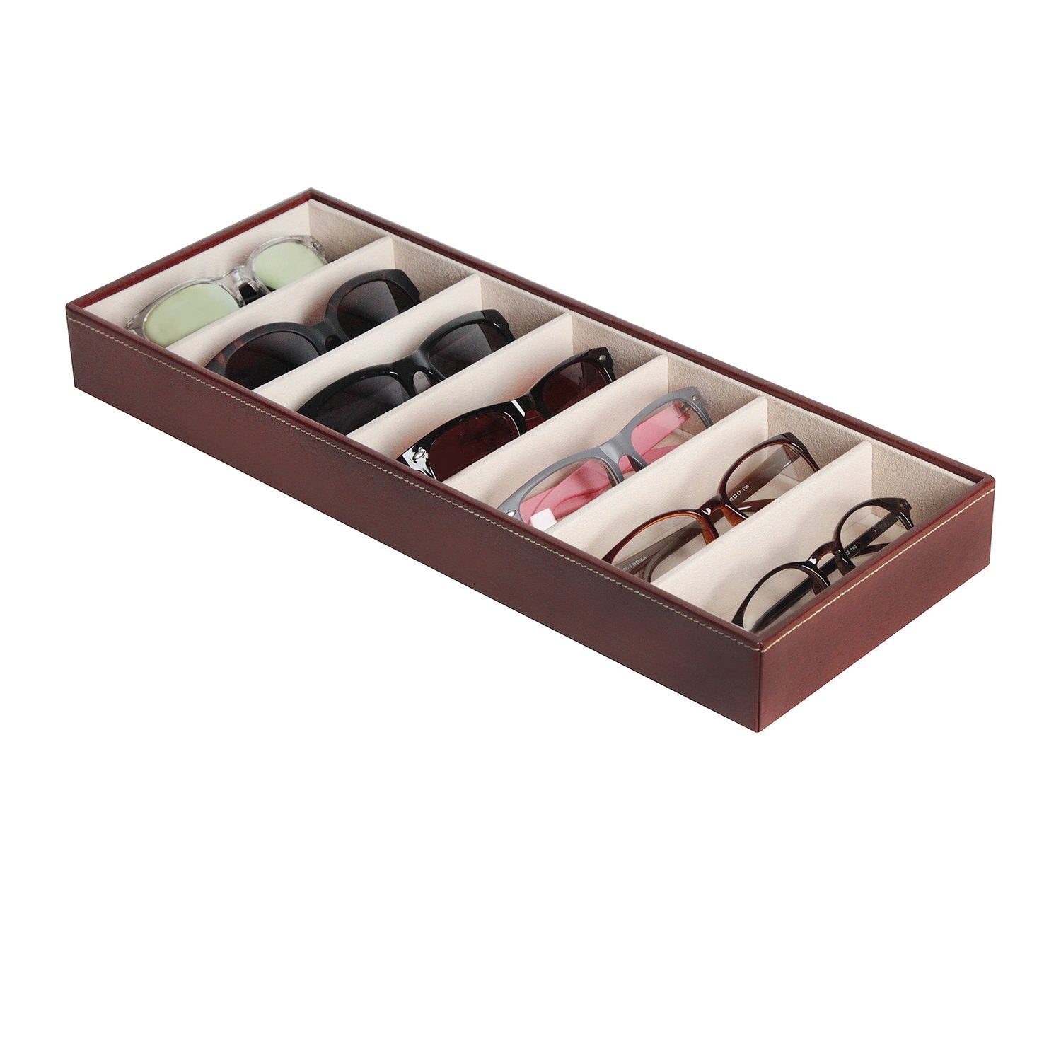 Jackcube Design portaocchiali 7 scomparti pelle marrone