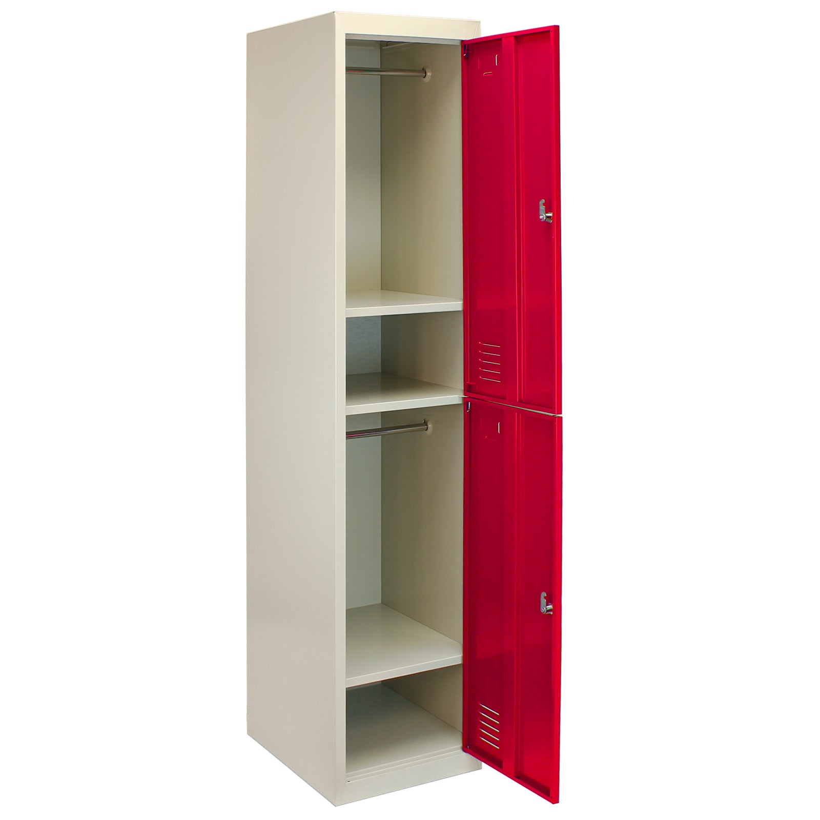 Q-Rax Armadietto Metallo 2 Porte Rosse 180x38x45 con Chiave