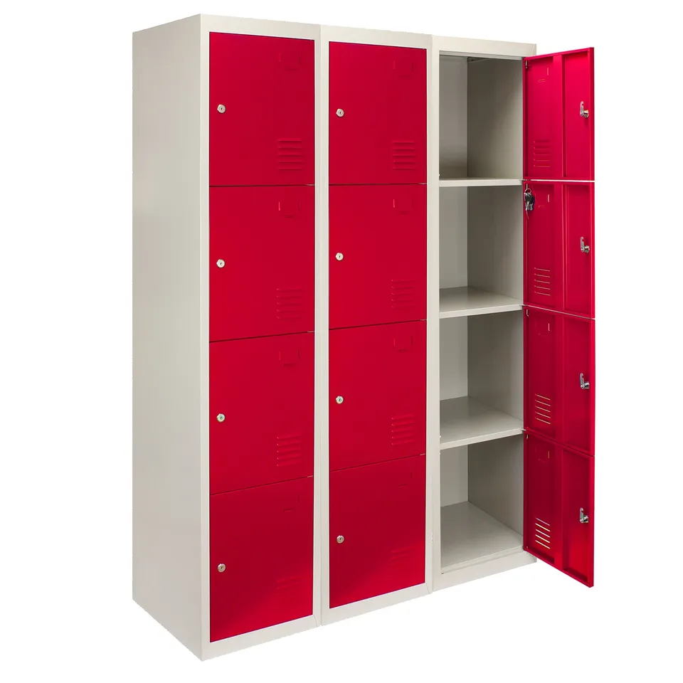 Q-Rax Strumenti da Banco 3 Armadietti 4 Porte Rosse 180 cm acciaio