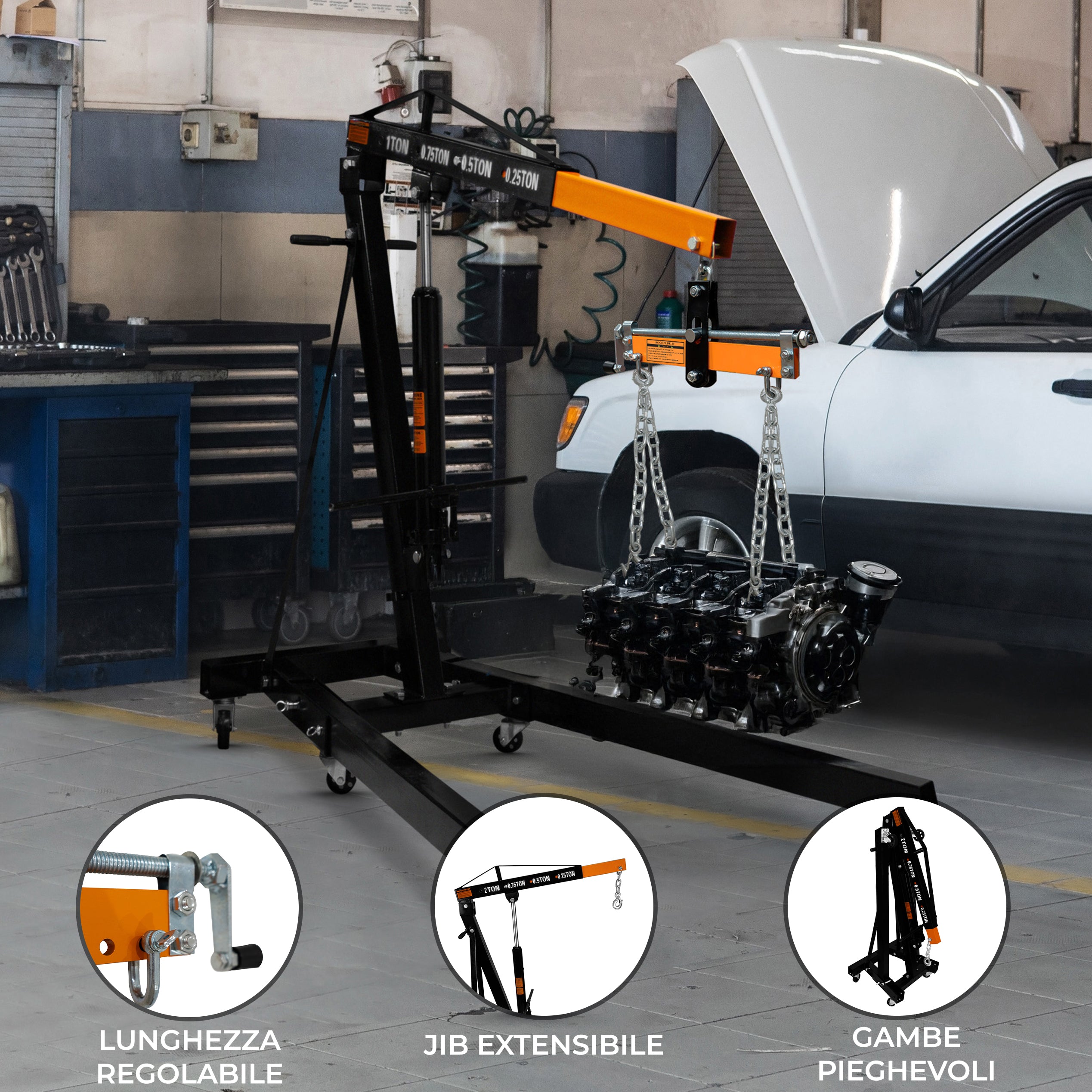 Q-Rax Commercio Gru Motore 1 T con Bilanciatore Carico