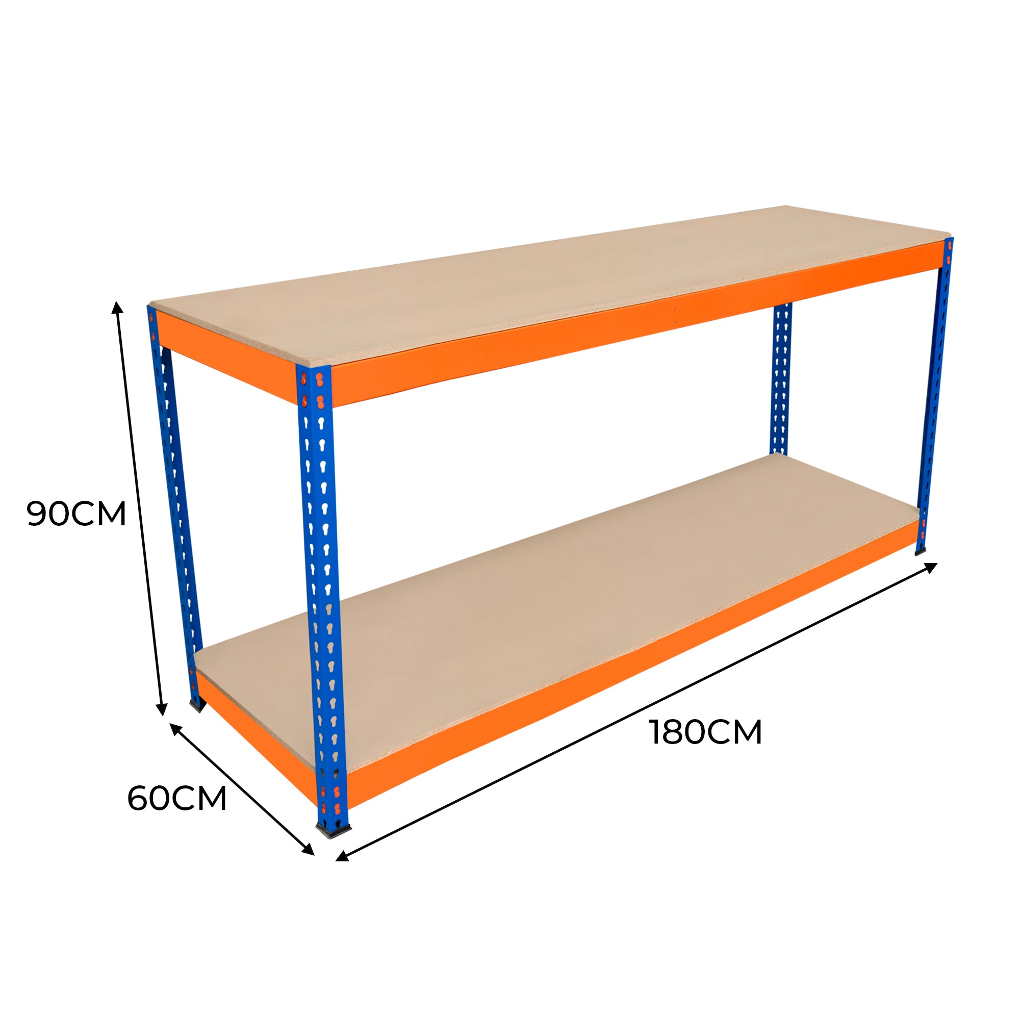 Q-Rax S-Rax Banco da Lavoro 2 Ripiani 180x60x90 cm 600 kg