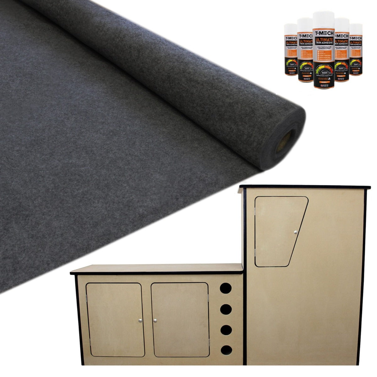Q-Rax Accessori Casa Cucina Camper MDF Antracite 1980 mm