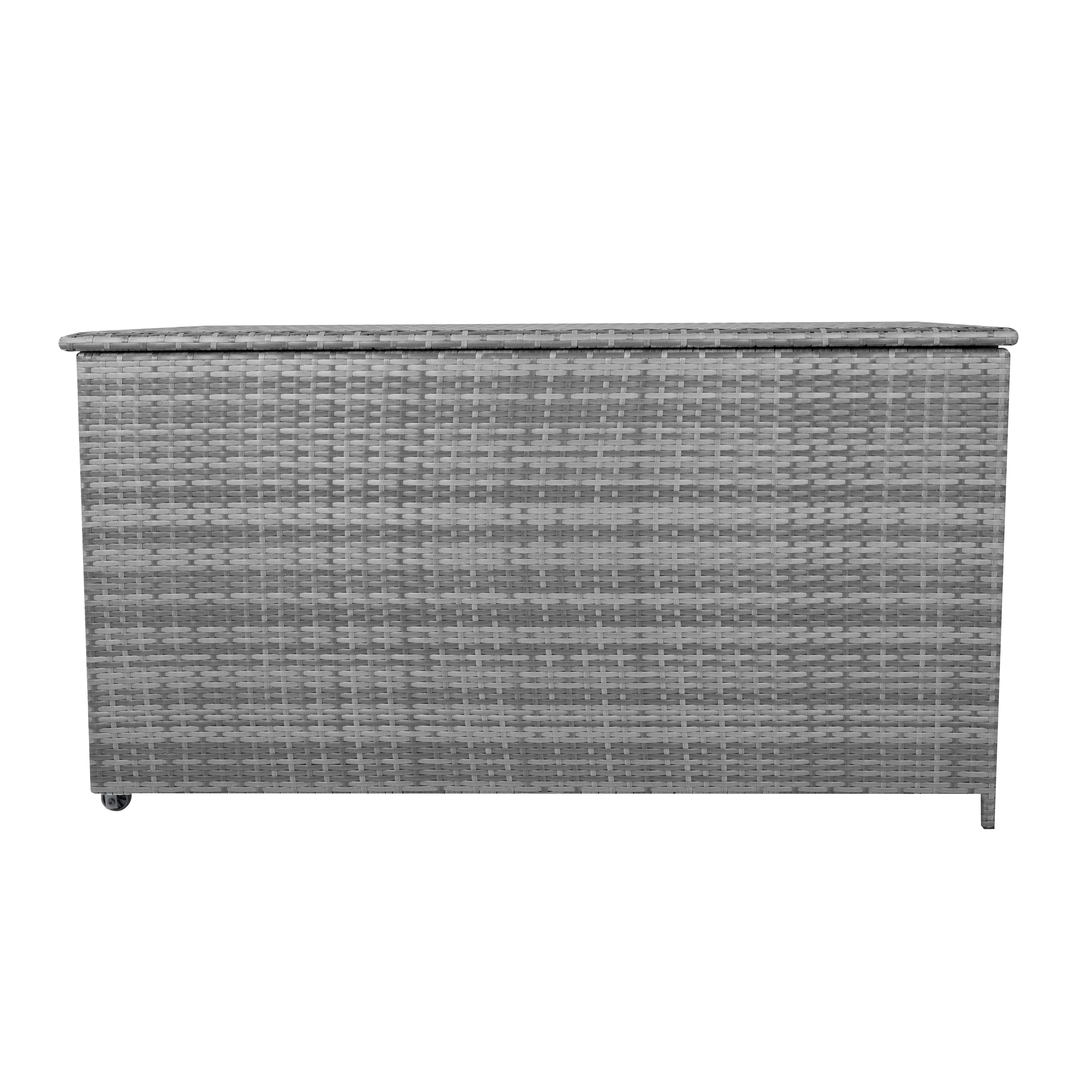 Q-Rax Mobili da Esterno Box Rattan 700L Grigio Cuscini con Ruote