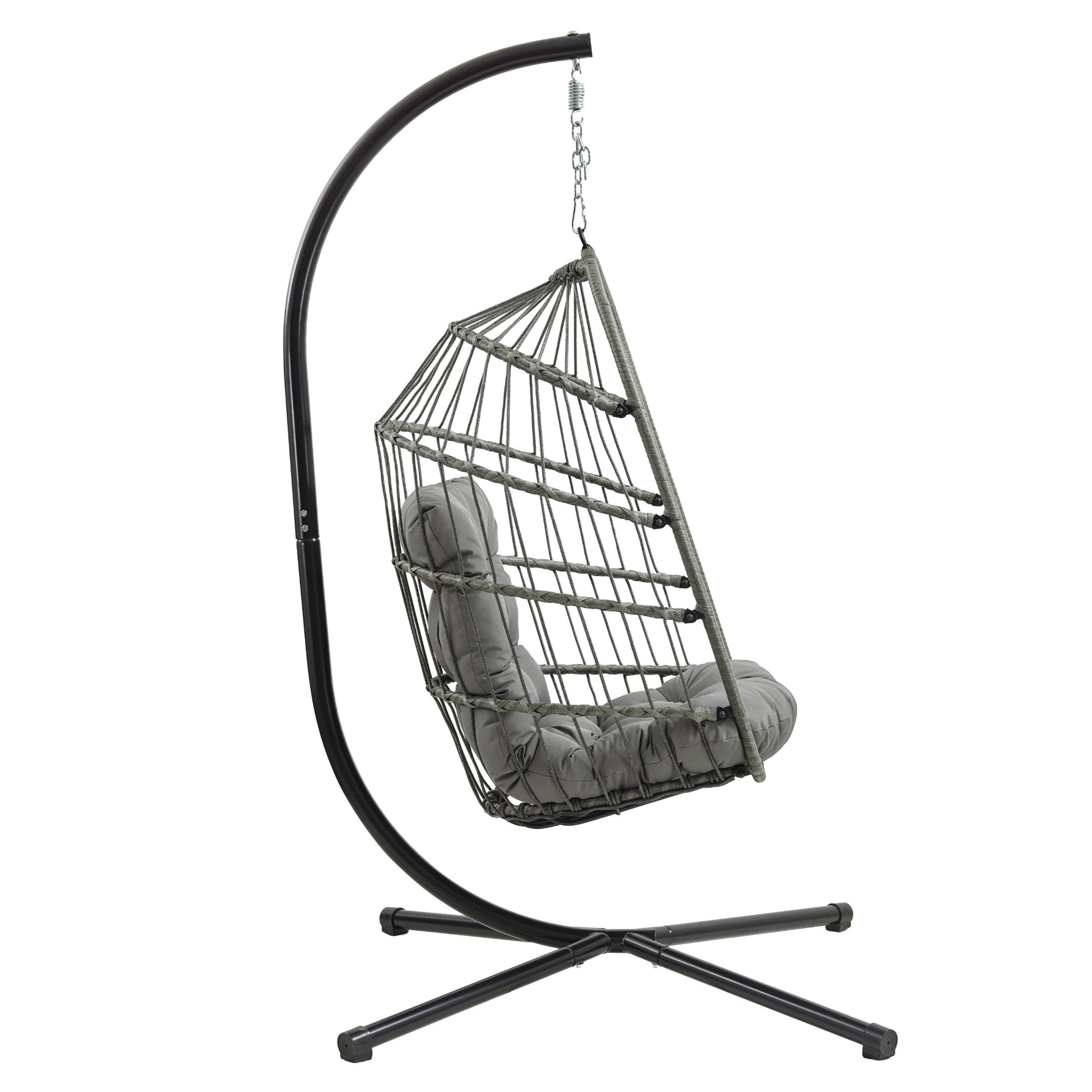 Q-Rax Poltrona Sospesa Uovo Rattan Grigio 150 kg