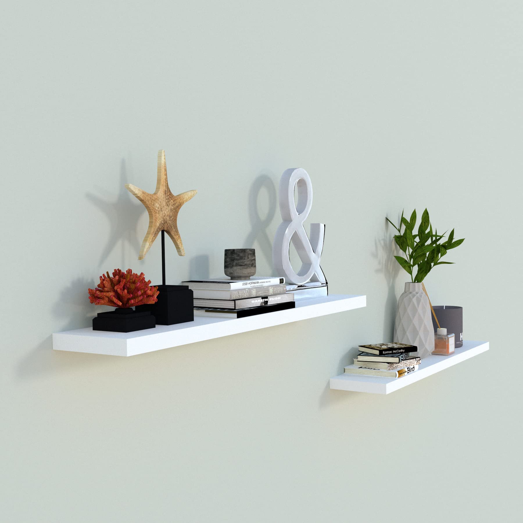 Henor Mensole 80x15 cm Set 2 Mensole parete Bianco 30 kg
