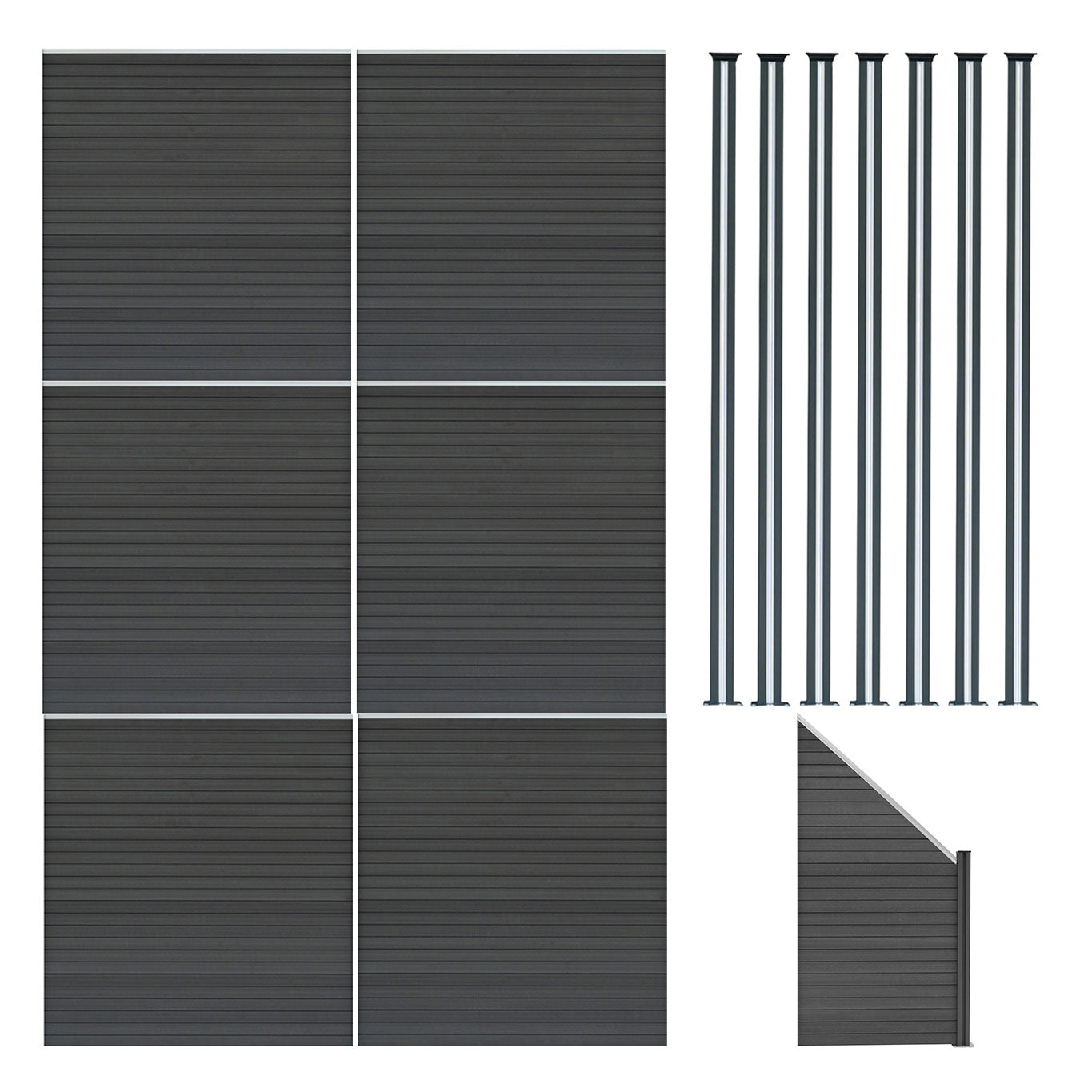 Q-Rax Recinzione Grigia 6 Pannelli 185 cm con Pali LED