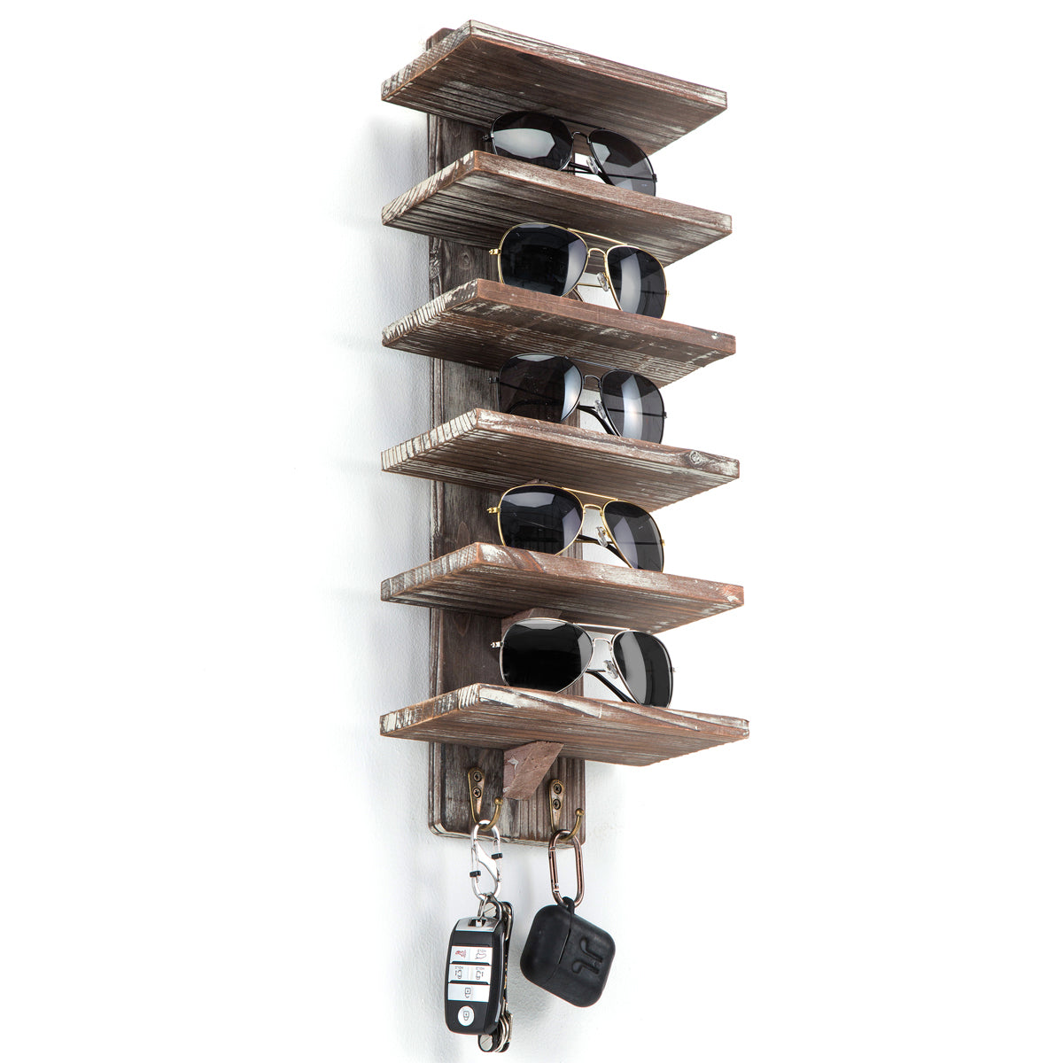 Jackcube Design Porta Occhiali Parete Legno 6 Ripiani 2 Ganci