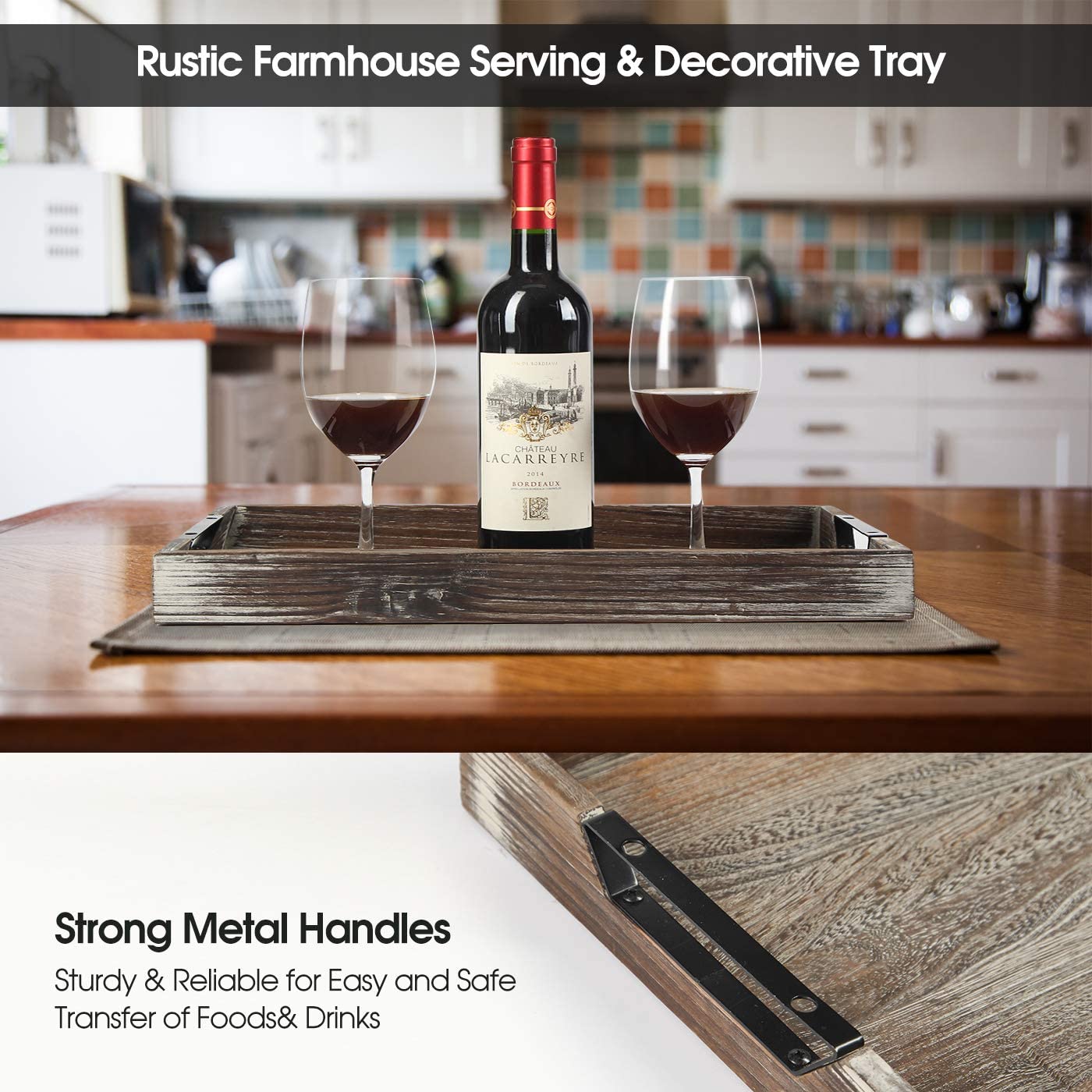 Jackcube Design Kitchen vassoio legno manici metallo rustico