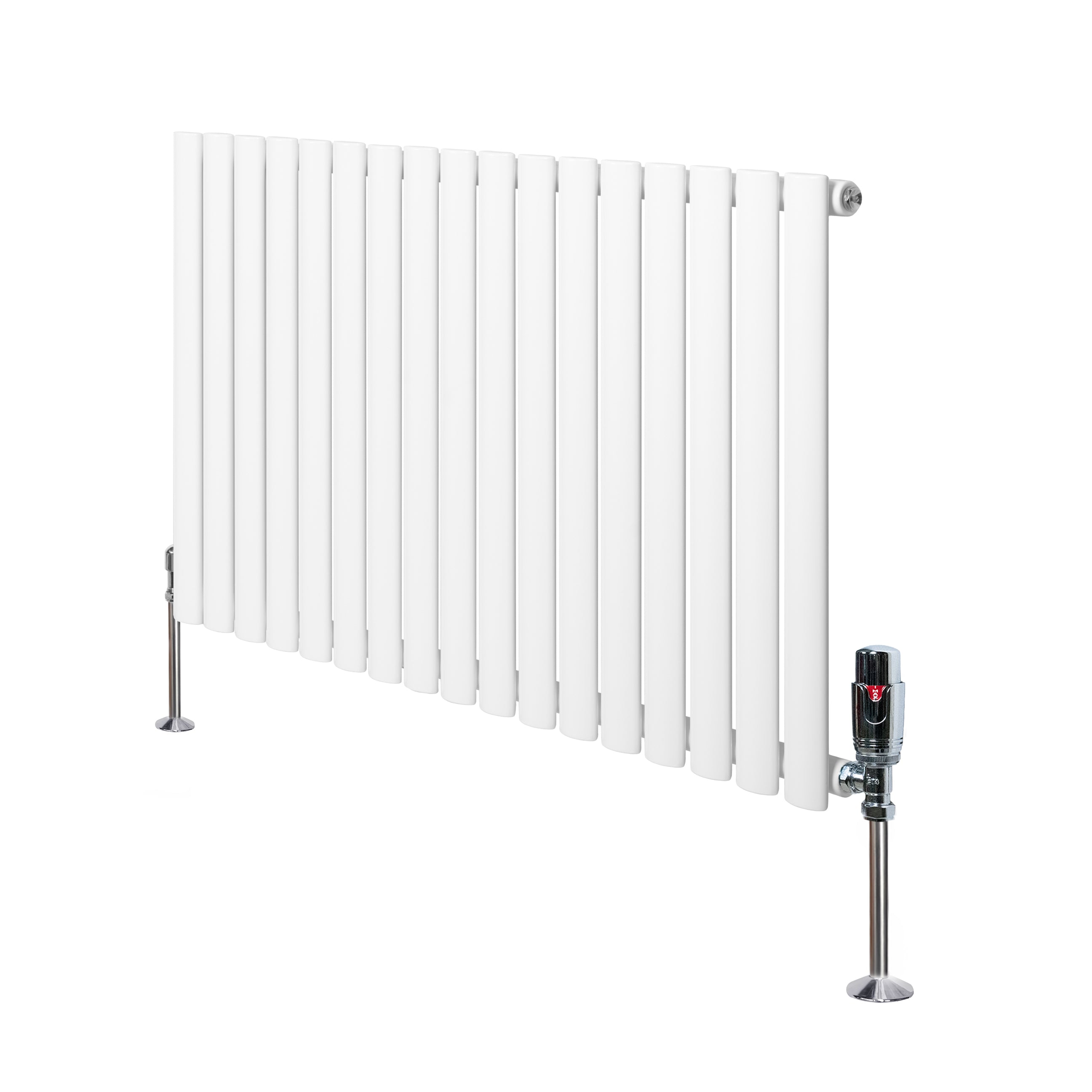 Q-Rax Radiatore Ovale Orizzontale Bianco 600x1020 Valvole