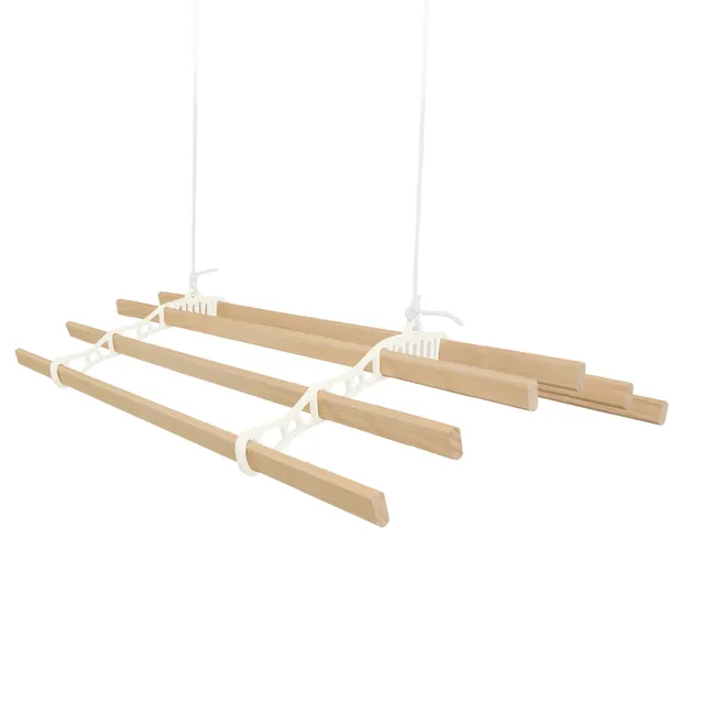 Q-Rax Stendibiancheria Soffitto Puleggia 1,8 m Avorio 6 Listelli