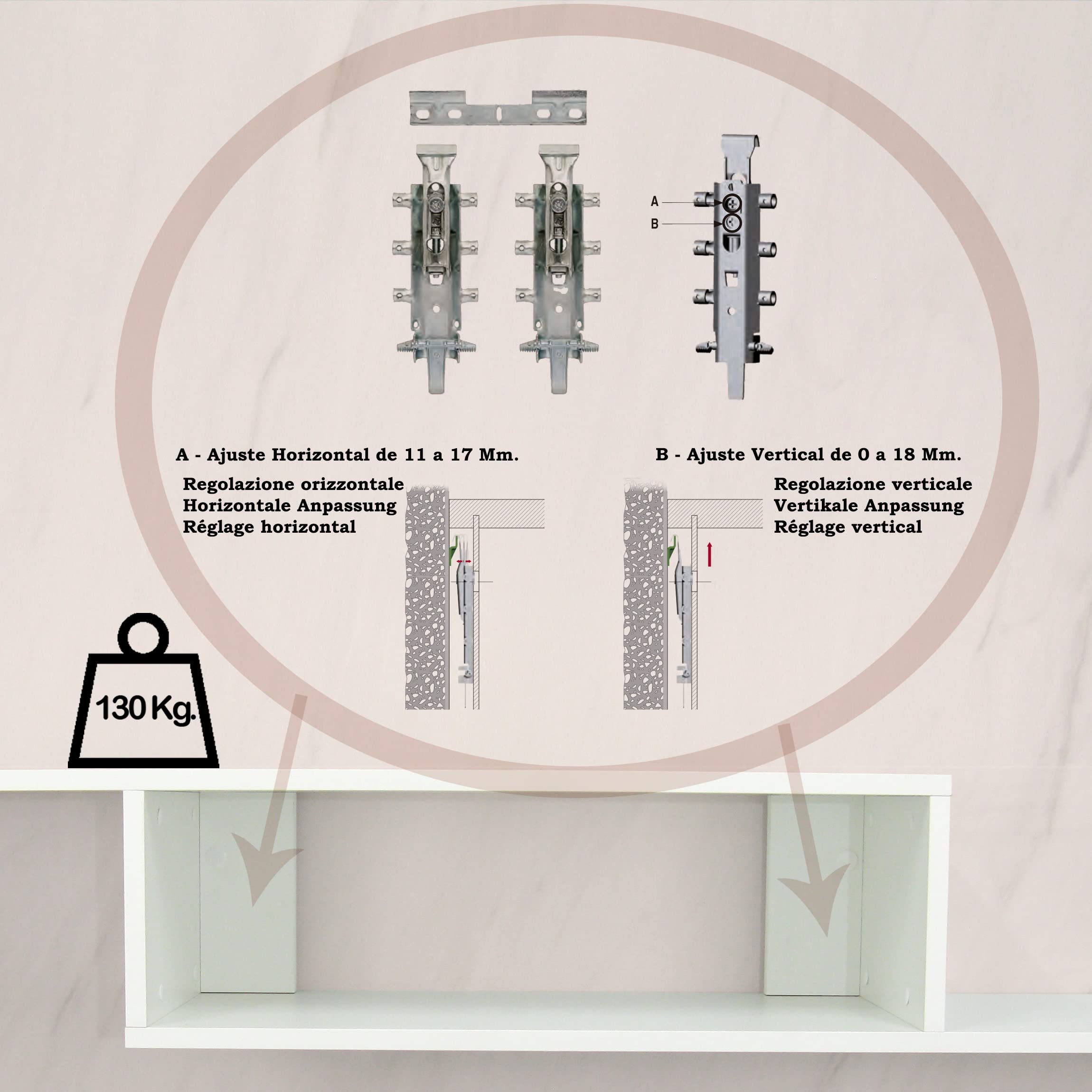 Henor Scaffali Z25 Mobile Sospeso 156 cm Bianco 130 kg