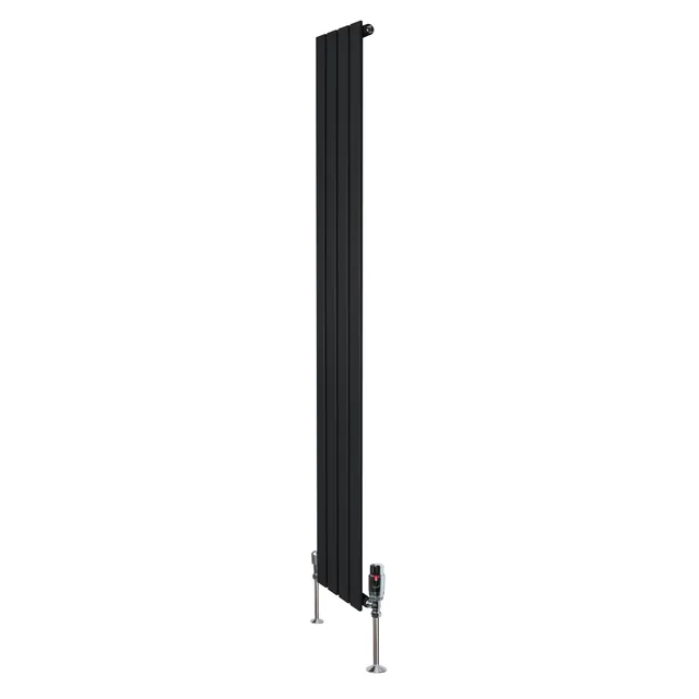 Q-Rax Radiatore Piatto Monocolonna 1800x280 mm Nero Valvole