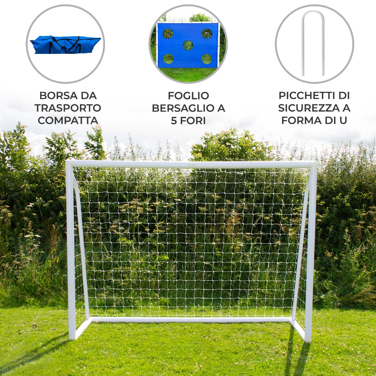 Q-Rax Accessori casa porta calcio 240x180 PVC telo bersaglio custodia